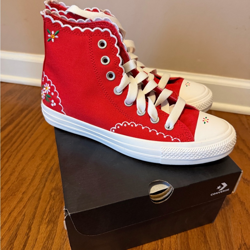 Converse Red Canvas Sneakers with White Details - Picture 2 of 5